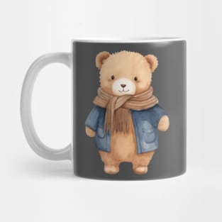 fat bear wearing a winter scarf Mug